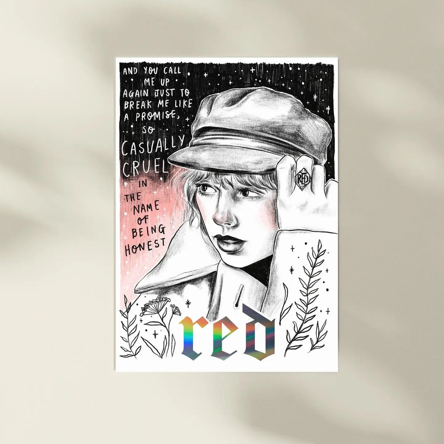 Spilt Milk Red Taylor Swift A4 Holographic Print