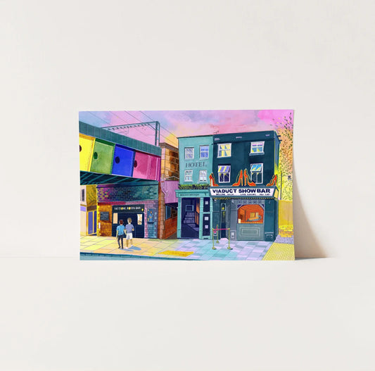 Leeds Art Print, LGBTQ+ Pride Print, Lower Briggate, Viaduct Showbar - A4