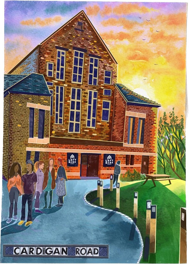 Leeds Art Print, Left Bank, Cardigan Road - A4