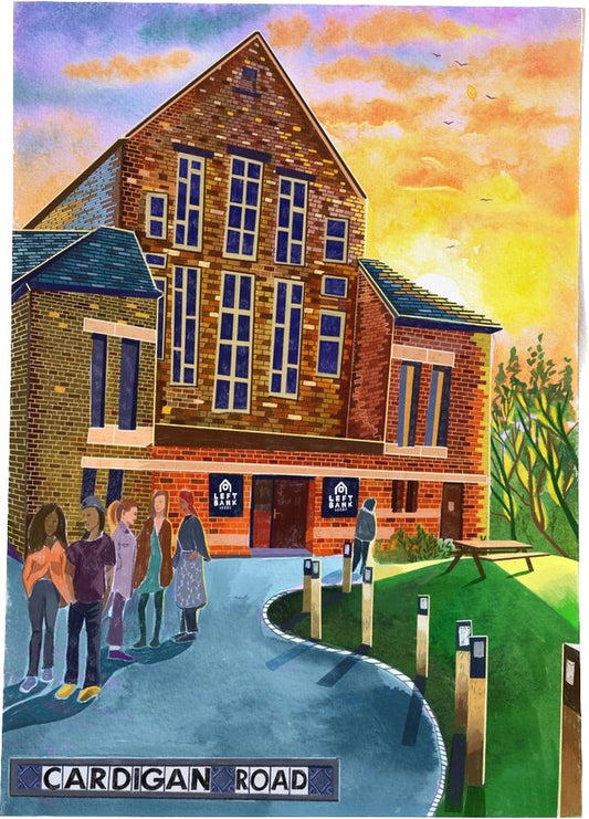 Leeds Art Print, Left Bank, Cardigan Road - A4