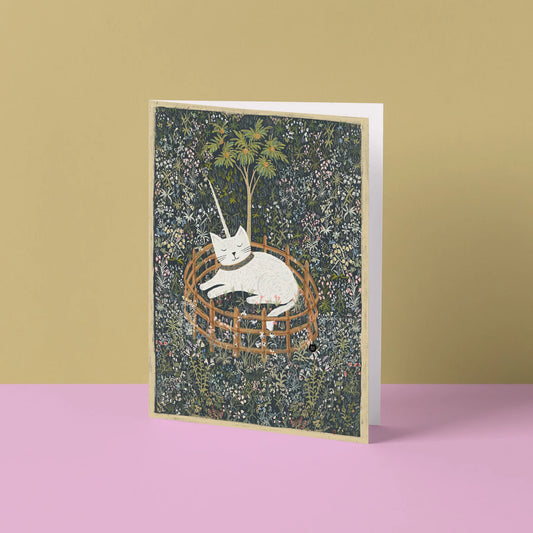 Meowgical Tapestry Cat - Greetings Card