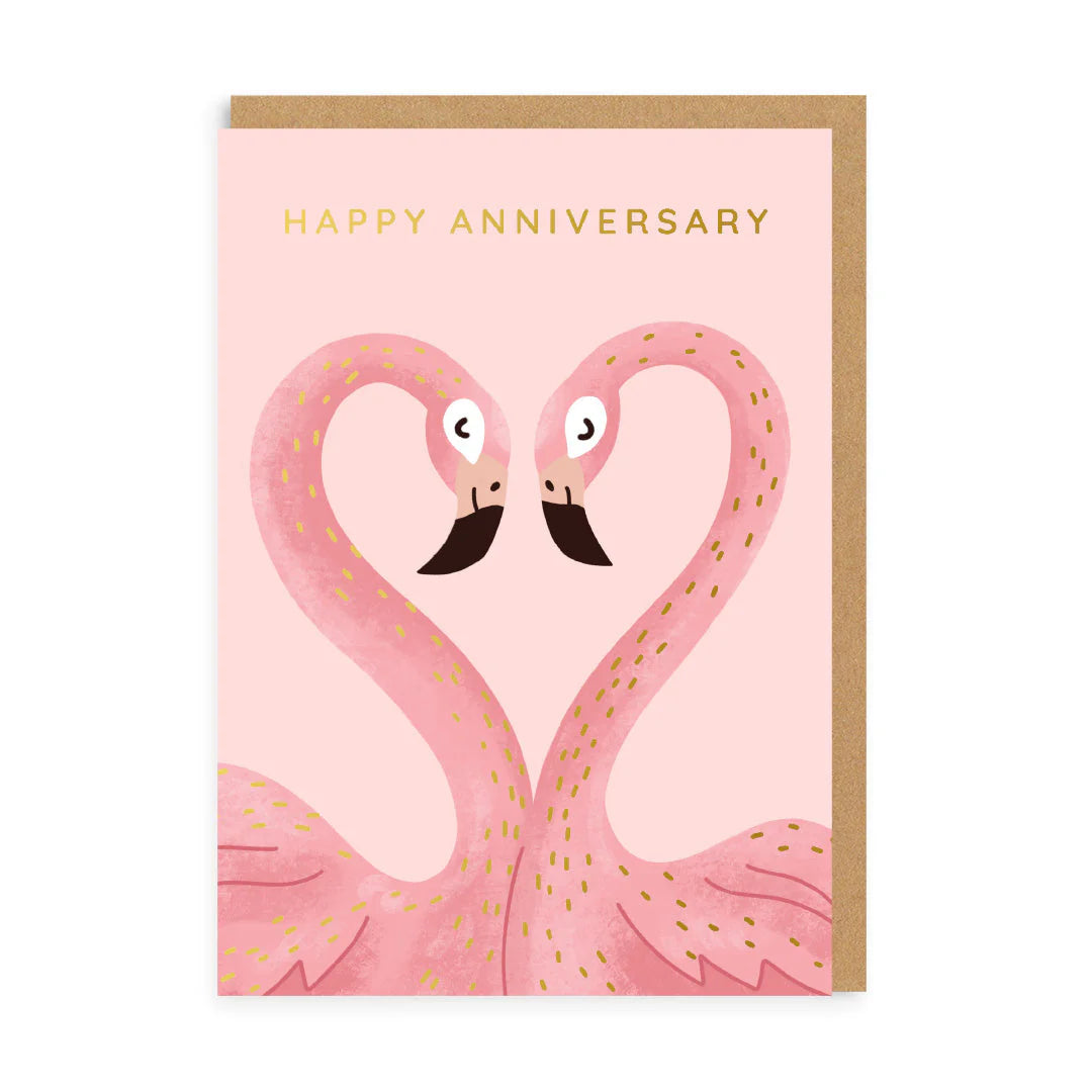 Happy Anniversary Flamingos - Anniversary Card