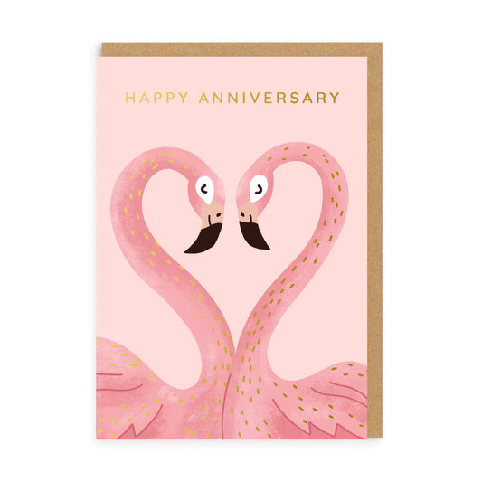 Happy Anniversary Flamingos - Anniversary Card