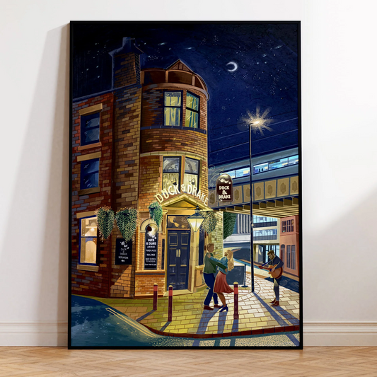 Art Print, Duck & Drake Pub, Kirkgate - A4