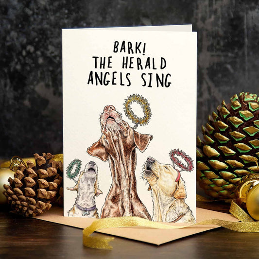 Bark! Athe Herald Angels Sing - Greetings Card