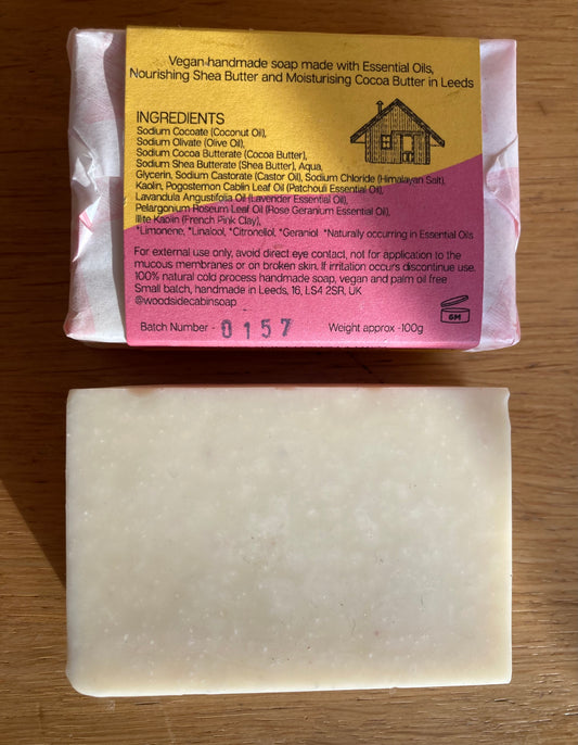 Lavender, Rose Geranium and Patchouli with French Pink Clay Soap