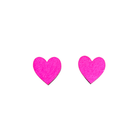 Neon Pink Heart medium studs - Ivy & Ginger