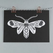 Moth Folk Art A4 Print