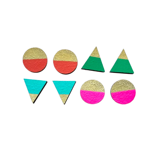 Set of 4 Retro Gold lined studs - Ivy & Ginger