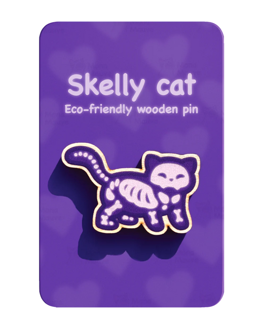 Skelly Cat Pin Badge