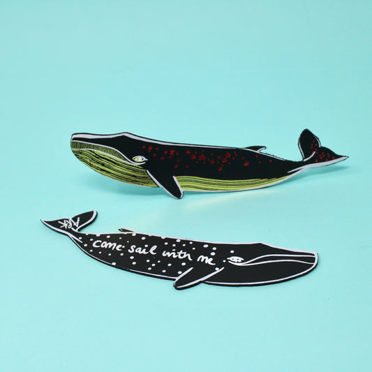 Whale Bookmark - Black