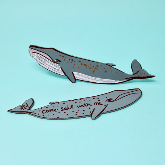 Whale Bookmark - Grey