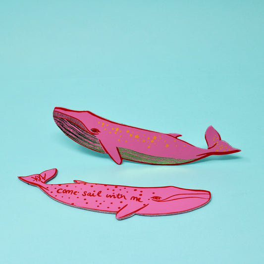Whale Bookmark - Hot Pink